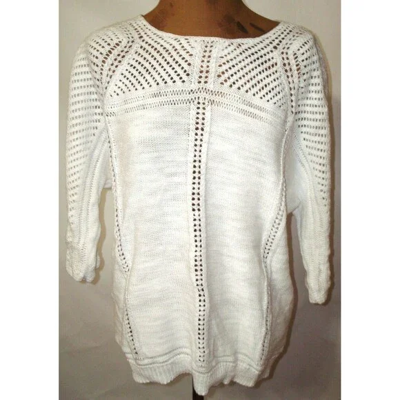 NWT New Womens M Prana Sweater Getup White Soft Organic Cotton Casual Loose Knit